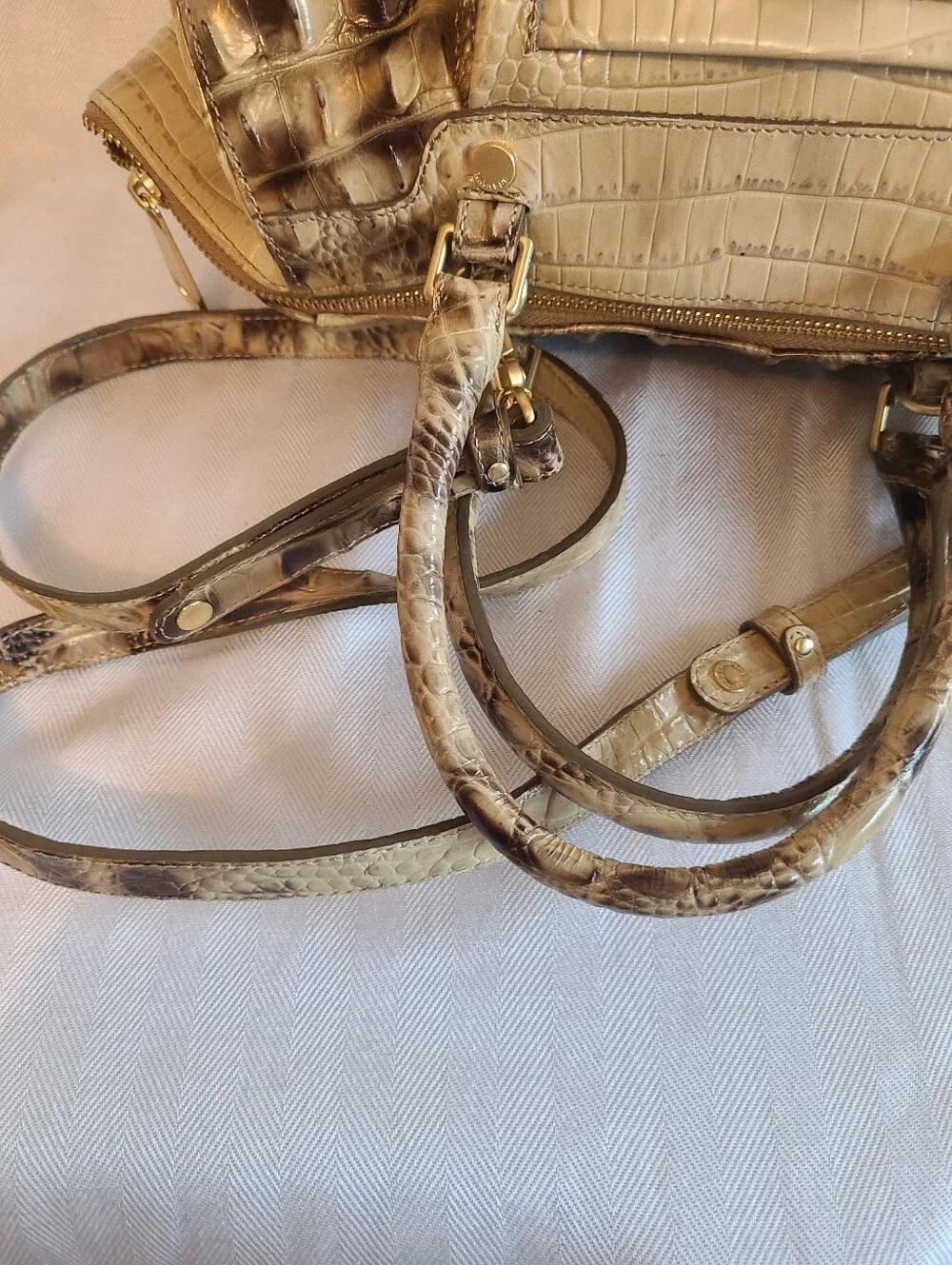 Brahmin Faye Croc-Embossed Leather Satchel Handbag